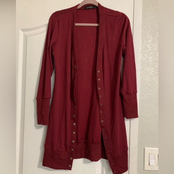 Merokeety Sweaters - MEROKEETY Wine Red long cardigan